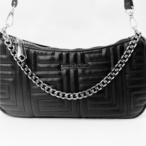 Rampage Black Shoulder Bag Silver Chain Accent 10x5.5